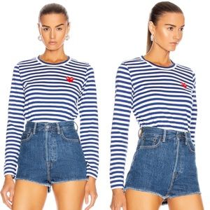 EUC!!! PLAY Comme Des Garçons Striped heart shirt